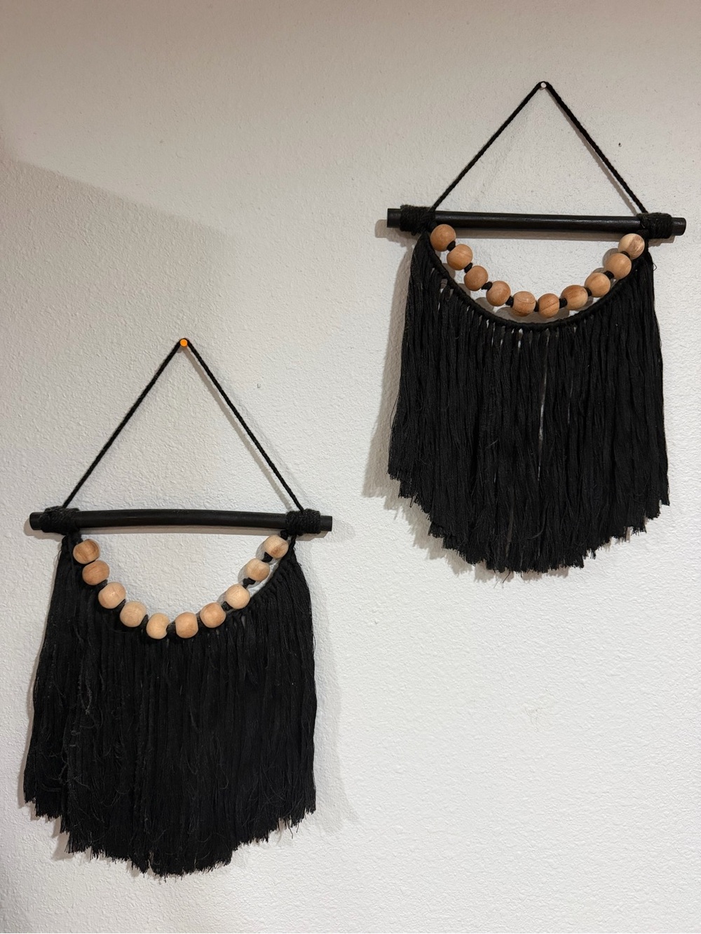 Target Black Fringe Wall Hangings with Natural Wood Beads